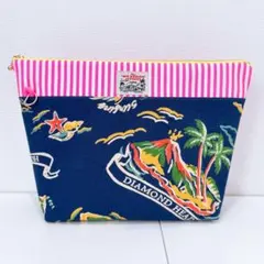 ハンドメイド ハワイアン ポーチ ハワイ柄 ダイヤモンドヘッド