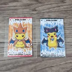 ポケモン名刺カード ポンチョを着たピカチュウ メガリザードンXY