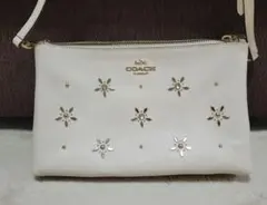 【COACH】 フラワーモチーフ ショルダーバッグ レザー レディース