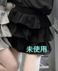 インパン裏地付きスウェットフリルミニスカート GRL 黒 ブラック