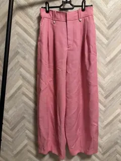 ハイウエスト タックパンツ ピンク