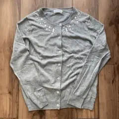 LEPSIM グレー ビジュー付き カーディガン M