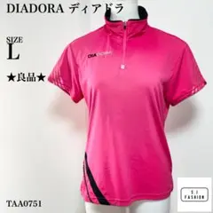 ディアドラ ハーフジップ 半袖 スポーツTシャツ Lサイズ ピンクのサムネイル