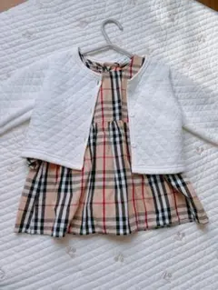 キルティングカーディガン付きチェックワンピース 2点セット