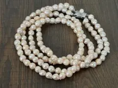 高島屋百貨店 アコヤ真珠 二連ネックレス バロックパール 97㎝ 7㎜のサムネイル
