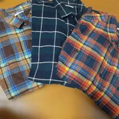 GU　チェック柄ネルシャツ3枚セット