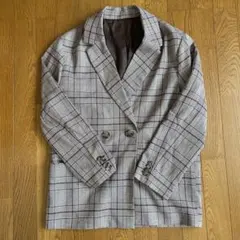 オゾック チェックジャケット　茶色　サイズ38