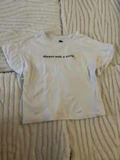 西松屋　ホワイトフリル袖Tシャツ 100cm