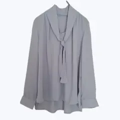 ヴィス ボウタイ ブラウス ライトブルー シアー素材 上品 きれいめ 長袖