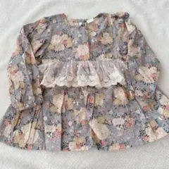 Cottoli 花柄レースシャツ グレー