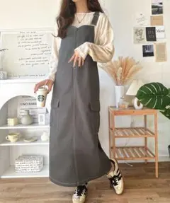 クラシカルエルフ★ステッチロング丈ジャンパースカート★サロペットスカート