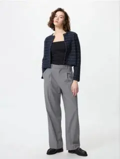 UNIQLO タックワイドパンツ 丈長め Mサイズ GLAY