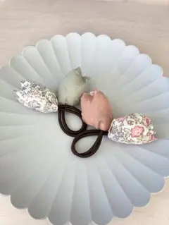 リバティ　チューリップヘアゴム