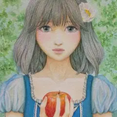 手描きイラスト 絵 原画 水彩画 人物画  オリジナル『白雪姫』