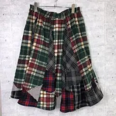 mori-kei 古着 パッチワーク チェック柄 バルーン フレアスカートのサムネイル