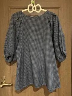 タグ付き新品未使用☆サマンサモスモスブルー☆ギンガムチェック☆バルーン袖ブラウス