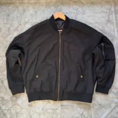90s MA-1中綿ブルゾン キルティング　ミリタリー 古着　ブラック　アメカジ