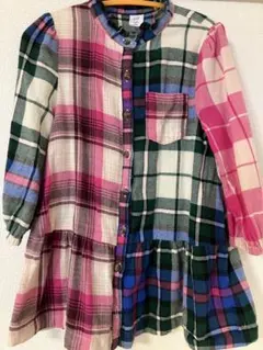 GAP チェック柄 七分袖ワンピース