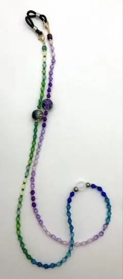 【M242】ハンドメイド　眼鏡・マスクストラップ　緑と紫