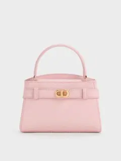 CHARLES & KEITH ピンク ショルダーバック 巾着付き