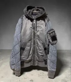 ディーゼル　ジャケット フード ミックスマテリアル キルティング