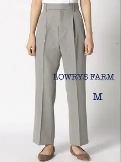 LOWRYS FARM★LANATECフレアパンツ　チェック柄 スラックス M