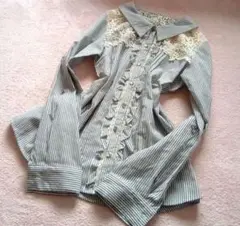 axes femmeアクシーズファム　 レース 長袖シャツ春ガーリー