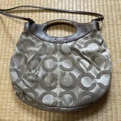 Coach ショルダーバッグ グレー 円形パターン