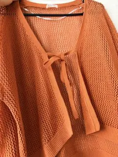 COLZA メッシュ ショート丈 カーディガン オレンジのサムネイル