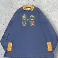 Castelbajac カステルパジャック　刺繍クレリックポロシャツ　紺　3のサムネイル