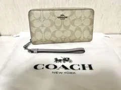新品未使用】COACH 長財布 シグネチャー 白 キャメル ロゴ 財布 人気 