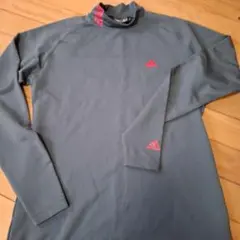 adidas グレー 長袖 ハイネック シャツ Mサイズ