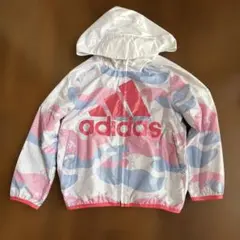 adidas 120ピンク・青迷彩柄ウインドブレーカー