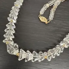 ★14K刻印★クリスタルカットネックレス ケース付 レトロ調