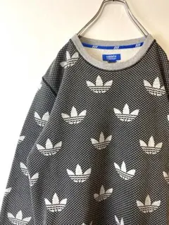 adidas オリジナルス トレフォイル総柄 スウェット 杢グレー Mのサムネイル