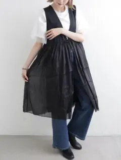 【新品】chouchou チュール 切替ベスト ブラックのサムネイル