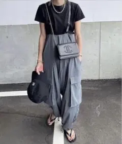 【INTERPLAY 】ハイウエストカーゴパンツ　オーバーオール