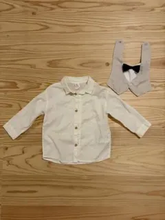 ベビー フォーマル シャツ(H&M)80cmと蝶ネクタイ付きベスト風スタイセット