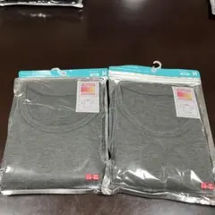 UNIQLO HEATTECH クルーネックT 半袖 ダークグレー M 2枚新品のサムネイル