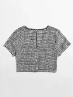 SHEIN 半袖チェック柄カーディガン M