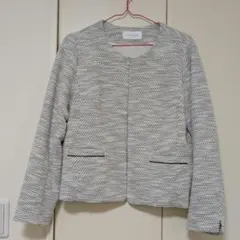 GLOBAL WORK ノーカラージャケット L 洗えるノーカラージャケット