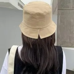 シンプル レディース ベージュ バケットハット 帽子 バケハ 深め 小顔 目隠し