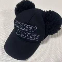ミッキーマウス ディズニーリゾート キャップ ポンポン 耳付き 帽子 ブラック