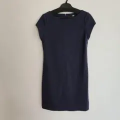 UNIQLO ネイビー 半袖 ひざ丈ワンピース