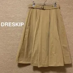 595【DRESKIP】プリーツ　ひざ丈　スカート　ウエストゴム　ベルト【L】のサムネイル