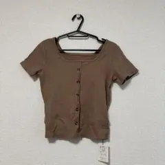 GLRブラウン ボタン付き Tシャツ M