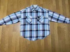 青系チェック柄 長袖ネルシャツ