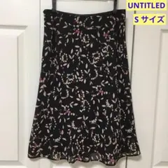 アンタイトル　UNTITLED 花柄フレアスカート ひざ丈 黒
