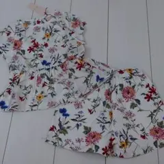 【新品タグ付き】プティマイン petit main ボタニカル柄セットアップ