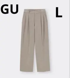GU タックワイドパンツ ベージュ　L
